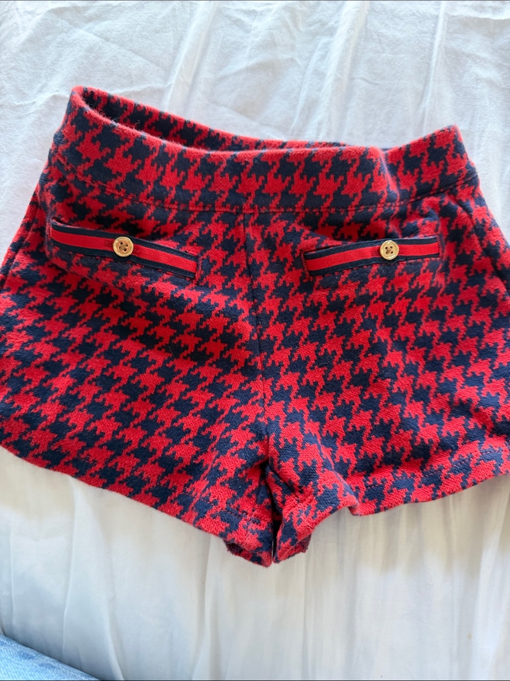 Janie and Jack Red and Black Houndstooth Knit Shorts
